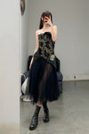 marc le bihan beaded lace silk top 26152 E23 black